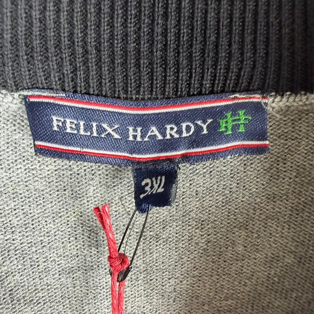 Felix Hardy (Polish Co) NWT Mens Grey Melange Full‎ Zip Cardigan 3XL Elbow Patch